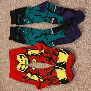 Marvel Hulk and Iron Man Women's Crew Socks NWOT